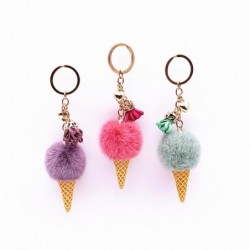 Metal keychain - with a fluffy ice cream pendant