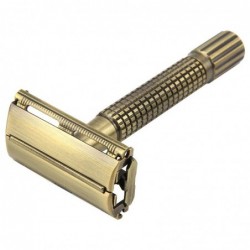 Manual shaving razor - double-sided - non-slip handle - butterfly mechanism - brassShaving