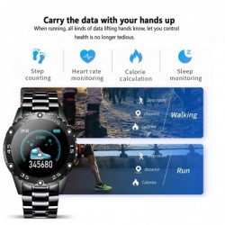 Smart Watch - montre électronique en acier - LED - numérique - étanche - fréquence cardiaque / tension artérielle