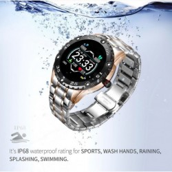 Smart Watch - montre électronique en acier - LED - numérique - étanche - fréquence cardiaque / tension artérielle