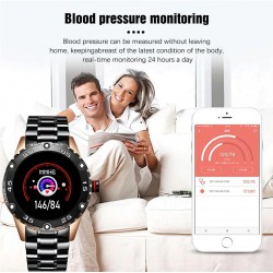 Smart Watch - montre électronique en acier - LED - numérique - étanche - fréquence cardiaque / tension artérielle