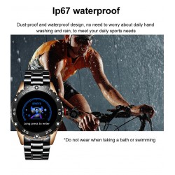 Smart Watch - montre électronique en acier - LED - numérique - étanche - fréquence cardiaque / tension artérielle