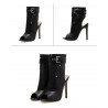 Sexy high heel boots - with zippers / buckle - ankle length - open toe / heel