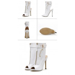 Sexy high heel boots - with zippers / buckle - ankle length - open toe / heelHigh heels