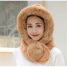 Fur winter hat with scarf - balaclava with pom pon