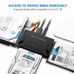 USB 3.0 vers SATA IDE ATA - Adaptateur de données 3 en 1 pour PC portable 2,5"-3,5" HDD