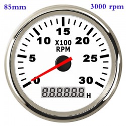 Boat / car tachometer - speed meter gauge - LCD - 12V/24V - 8000 RPM - 52mm / 85mm