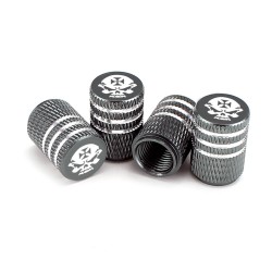 Car tire wheel valves - aluminum caps - skull design - 4 pieces