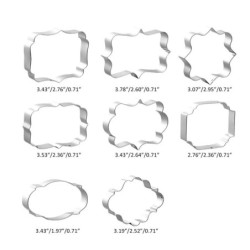 Cookie cutter mold - oval / rectangle / square - stainless steel - 8 pieces