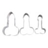 Cookie cutter mold - penis shaped - stainless steel - 3 pieces
