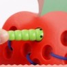 Giocattolo educativo Montessori - puzzle in legno - verme che mangia frutta - mela / pera / anguria
