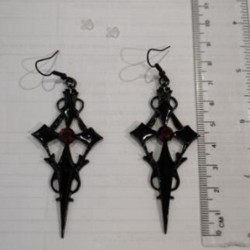 Gothic / Punk style earrings - black cross / red crystalEarrings