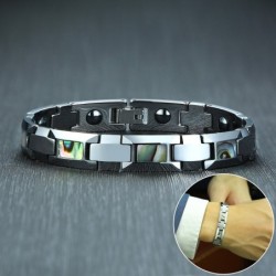 magnetic tungsten bracelet men shell hematite magnetic bracelet health energy chain link tungsten bracelet for arthritis pain