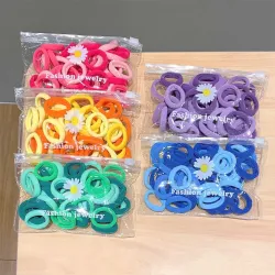Colorful nylon hair elastics - 50 pieces