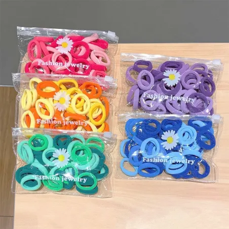 Colorful nylon hair elastics - 50 piecesHair clips