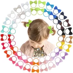 Hair elastics - with ribbon bow - 50 pieces
