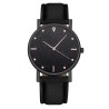 Luxurious women's quartz watch - leather strap - with rhinestones