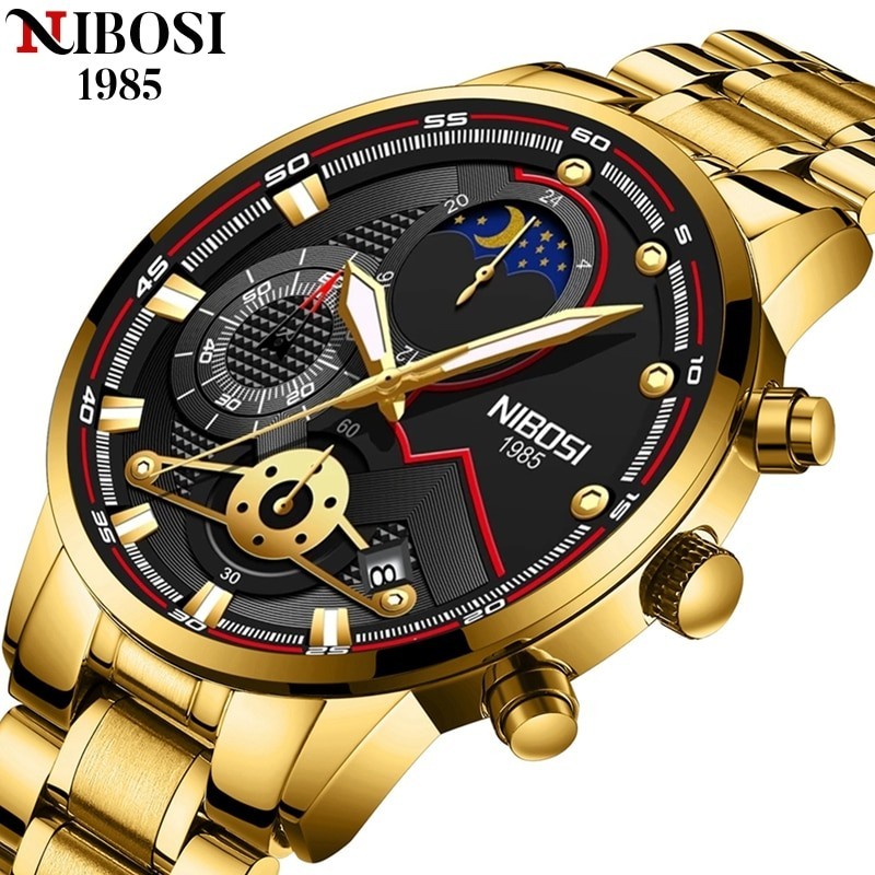 NIBOSI - lussuoso orologio da uomo - impermeabile - Quarzo - acciaio inossidabile