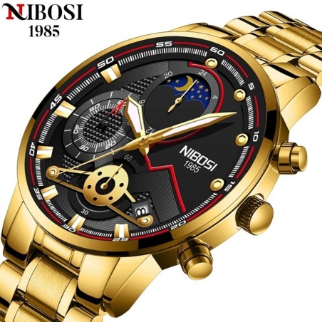 NIBOSI - lussuoso orologio da uomo - impermeabile - Quarzo - acciaio inossidabile