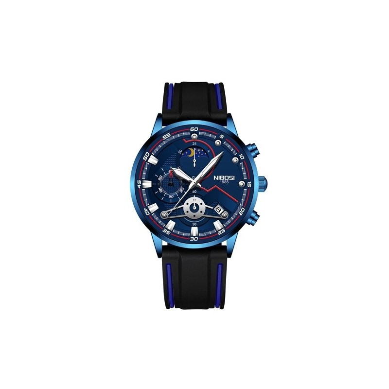 NIBOSI - luxurious men's watch - waterproof - Quartz - with silicone strap