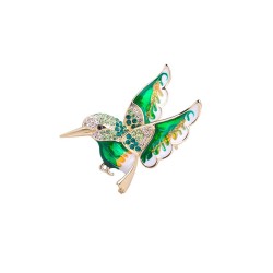 Elegant brooch - with green crystal bird