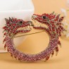 Double headed crystal dragon - vintage brooch