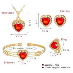 Crystal set - heart necklace / bracelet / earrings / ring for women - gift