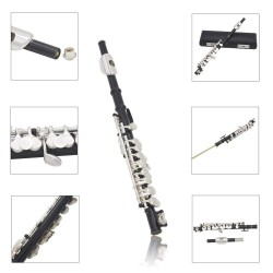 Flauto professionale - piccolo - chiave C - cupro nichel - con custodia