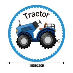 Stickers ronds décoratifs - étiquettes de récompenses - pour enfants - bus / tracteur / avion / bon travail