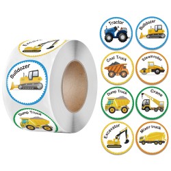 Adesivi rotondi decorativi - etichette premio - per bambini - autobus/trattore/aereo/buon lavoro