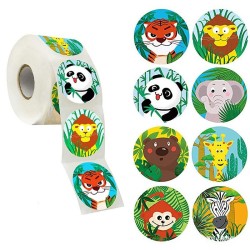 Adesivi rotondi decorativi - etichette ricompense - per bambini - animali dello zoo / grazie / super star