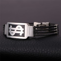 Bracelet motif dollar américain - acier inoxydable 316L