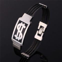 Bracelet motif dollar américain - acier inoxydable 316L