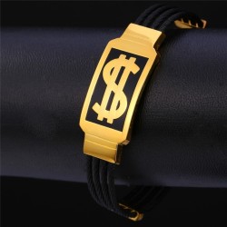 Bracelet motif dollar américain - acier inoxydable 316L