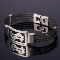 Bracelet motif dollar américain - acier inoxydable 316L