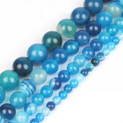 Natural stone - blue agate - loose round beads - for jewelry makingMen's Jewellery