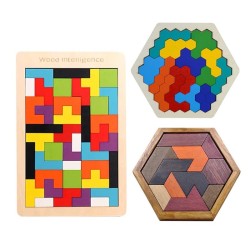 Puzzle tangram in legno - blocchi puzzle - giocattolo educativo