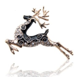 Fashionable brooch with black crystal deerBrooches