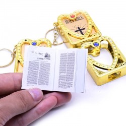 Mini Sacra Bibbia - Croce - cuore - cristallo - portachiavi