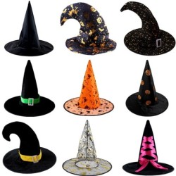 Chapeau long pointu de sorcière / sorcier - ruban / dentelle / araignée / étoiles - pour soirée costumée / Halloween