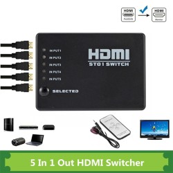 5 ingressi / 1 uscita - Switcher HDMI - splitter - HUB - con telecomando IR - 1080P - per HDTV DVD BOX