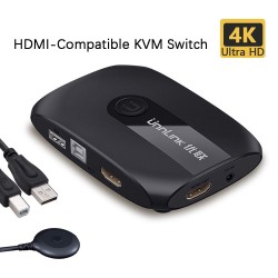 Switch KVM HDMI - con extender - 4 USB 2.0 - 4K30Hz 1080P60Hz