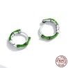 Round earrings with green bamboo - 925 sterling silverEarrings
