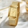 CRRJU - orologio quadrato dorato di lusso - Quarzo - bracciale a maglie in acciaio inossidabile - impermeabile