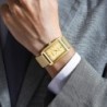 CRRJU - orologio quadrato dorato di lusso - Quarzo - bracciale a maglie in acciaio inossidabile - impermeabile