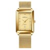 CRRJU - orologio quadrato dorato di lusso - Quarzo - bracciale a maglie in acciaio inossidabile - impermeabile