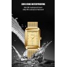 CRRJU - orologio quadrato dorato di lusso - Quarzo - bracciale a maglie in acciaio inossidabile - impermeabile