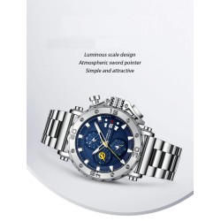 CRRJU - orologio da uomo di lusso - quadrante grande - impermeabile - acciaio inossidabile