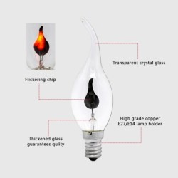 LED bulb - flickering candle flame light - E14 / E27 - 3W - 220V - 10 piecesE27