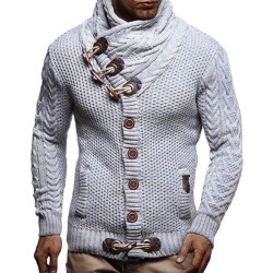 Warm knitted pullover - cardigan with turtleneck / pockets / buttonsHoodies & Sweatshirt